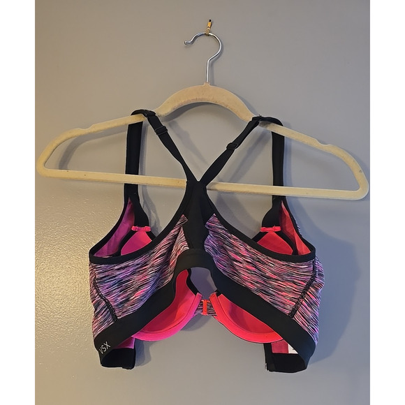 Victoria's Secret VSX Knockout Pink Front Closure Racerback Sports Bra Size 34C - Picture 3 of 6